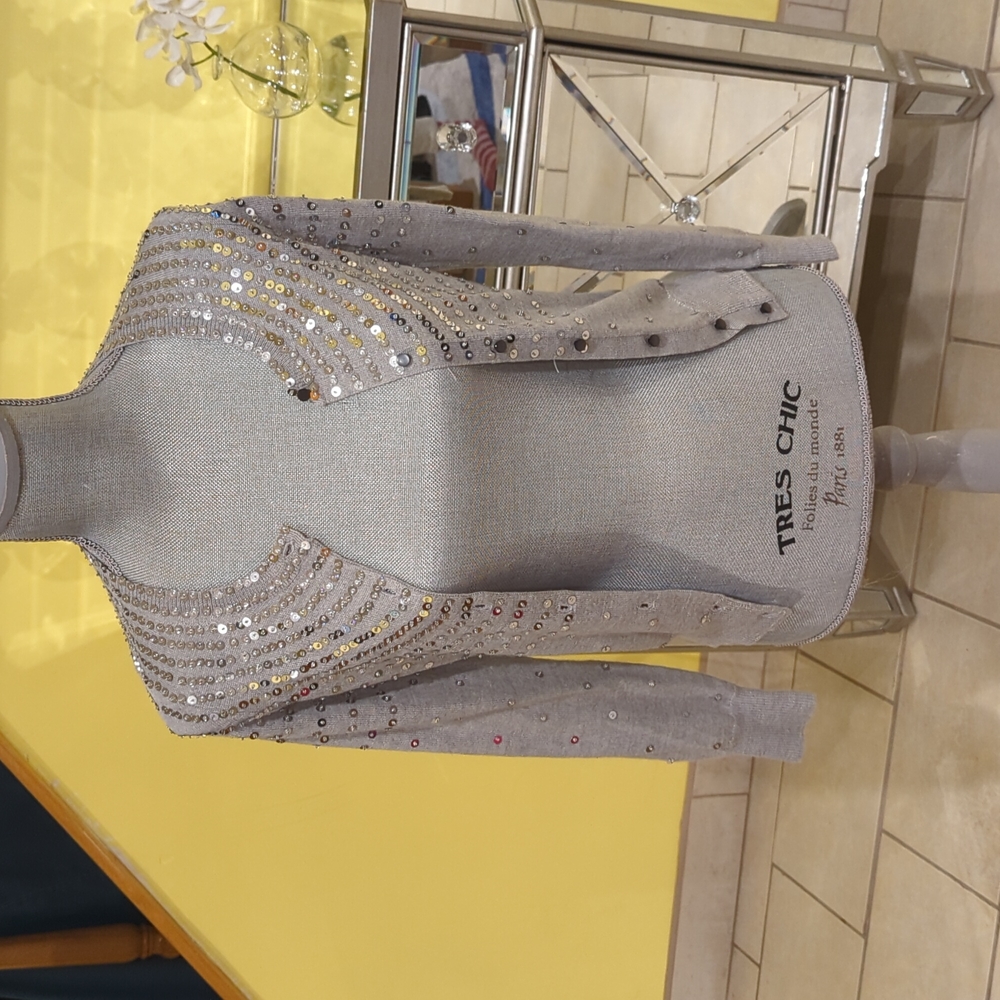 Banana Republic Silver Sequin Cardigan